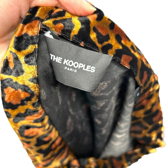 The Kooples Fire Brown Velvet Skirt Leopard Print Front Zipper Size 2 Medium - Picture 7 of 10